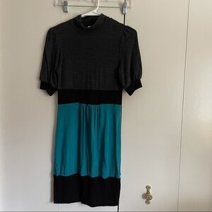 Tampa, Mock Turtle Teal/Gray/Black Dress Size M